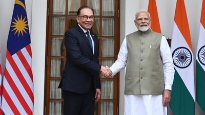 Prime Minister Narendra Modi with his Malaysian counterpart Anwar Ibrahim at Hyderabad House in New Delhi. (Arvind Yadav/ HT file) Prime Minister Narendra Modi with his Malaysian counterpart Anwar Ibrahim at Hyderabad House in New Delhi. (Arvind Yadav/ HT file)