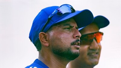 India's Kuldeep Yadav, front, and head coach Gautam Gambhir during a practice session ahead (PTI) India's Kuldeep Yadav, front, and head coach Gautam Gambhir during a practice session ahead (PTI)