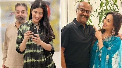 Shruti Haasan and Soundarya Rajinikanth spoke about Kamal Haasan and Rajinikanth's film at an event. Shruti Haasan and Soundarya Rajinikanth spoke about Kamal Haasan and Rajinikanth's film at an event.