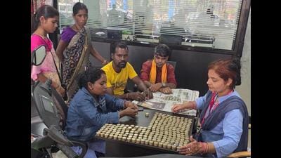 The farmer with his family at the showroom in Chhattisgarh. (HT Photo) The farmer with his family at the showroom in Chhattisgarh. (HT Photo)