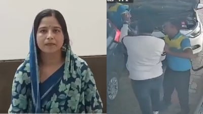 Sharma's wife alleged that the some of the employees at the petrol pump were making lewd gestures when the family was seated in the car. (X/ Screengrab) Sharma's wife alleged that the some of the employees at the petrol pump were making lewd gestures when the family was seated in the car. (X/ Screengrab)