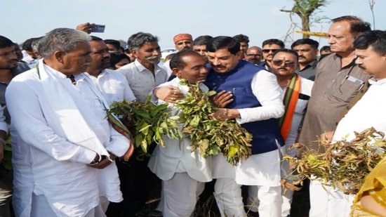 Chief Minister Dr. Mohan Yadav chairs a review meeting in Bhopal on relief distribution for farmers affected by floods and crop diseases.