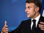 France's President Emmanuel Macron speaks during a press conference as part of the European Council meeting gathering the 27 EU leaders to discuss Ukraine,