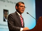 Former Maldives President Mohamed Nasheed delivers a lecture on climate change in New Delhi, India. Nasheed has been injured in a blast Thursday, May 6, 2021 near his home and was being treated in a hospital in the capital, police said. (AP) Former Maldives President Mohamed Nasheed delivers a lecture on climate change in New Delhi, India. Nasheed has been injured in a blast Thursday, May 6, 2021 near his home and was being treated in a hospital in the capital, police said. (AP)