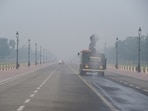 A smog gun sprays water to control pollution levels as Air Quality worsens at Kartavaya Path, in New Delhi. This comes ahead of the NCT government's plan to induce artificial rain across the national capital A smog gun sprays water to control pollution levels as Air Quality worsens at Kartavaya Path, in New Delhi. This comes ahead of the NCT government's plan to induce artificial rain across the national capital