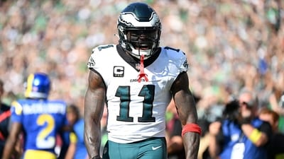AJ. Brown (11) reacts against the Los Angeles Rams during the second half at Lincoln Financial Field (IMAGN IMAGES via Reuters Connect)