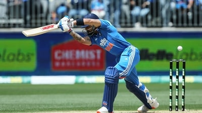 India's Virat Kohli bats during the one day international cricket match between Australia and India in Perth. (AP) India's Virat Kohli bats during the one day international cricket match between Australia and India in Perth. (AP)