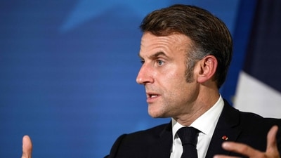 France's President Emmanuel Macron speaks during a press conference as part of the European Council meeting gathering the 27 EU leaders to discuss Ukraine, (AFP) France's President Emmanuel Macron speaks during a press conference as part of the European Council meeting gathering the 27 EU leaders to discuss Ukraine, (AFP)