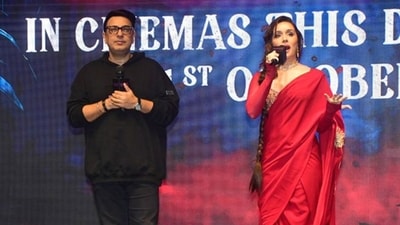 Dinesh Vijan and Shraddha Kapoor at Thamma trailer launch