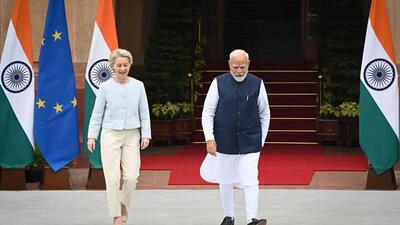 During a visit to India with the EU College of Commissioners in February, European Commission President Ursula von der Leyen and PM Modi aimed to conclude the FTA negotiations by the year-end. (HT FILE PHOTO/Ajay Aggarwal) During a visit to India with the EU College of Commissioners in February, European Commission President Ursula von der Leyen and PM Modi aimed to conclude the FTA negotiations by the year-end. (HT FILE PHOTO/Ajay Aggarwal)