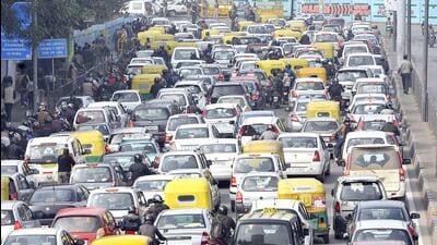 Encroachments by farmhouses and commercial establishments lead to traffic jams on the key roads. (Photo for representation) Encroachments by farmhouses and commercial establishments lead to traffic jams on the key roads. (Photo for representation)
