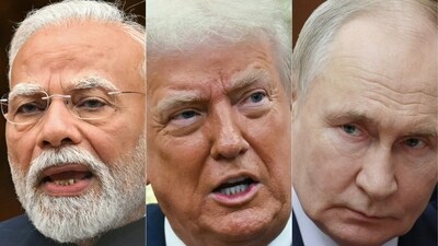 Prime Minister Narendra Modi (L), US President Donald Trump (C) and Russia's President Vladimir Putin. (AFP file)