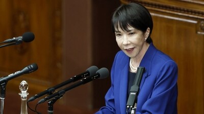 Sanae Takaichi, Japan's prime minister, delivers a policy speech during an extraordinary session at the lower house of parliament in Tokyo, Japan, on Friday, Oct. 24, 2025. (Bloomberg) Sanae Takaichi, Japan's prime minister, delivers a policy speech during an extraordinary session at the lower house of parliament in Tokyo, Japan, on Friday, Oct. 24, 2025. (Bloomberg)