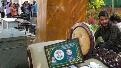 Residence of Congress leader and former MP Udit Raj, which is allotted in the name of his wife Seema Raj, an IRS officer, being vacated by the Directorate of Estates. (PTI) Residence of Congress leader and former MP Udit Raj, which is allotted in the name of his wife Seema Raj, an IRS officer, being vacated by the Directorate of Estates. (PTI)