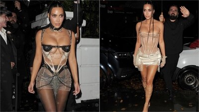 Kim Kardashian turns heads in daring sheer dress at London after-party. (Instagram/@justjared)