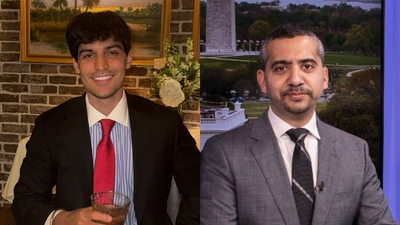 Journalist Mehdi Hasan (right) reminded Nalin Haley (left) that his own grandfather, Ajit Singh Randhawa, was an immigrant. (X)
