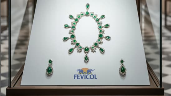 Louvre museum heist: The Fevicol ad shows pieces of jewellery firmly stuck together with Fevicol. (@fevicolkajod/Instagram)