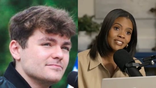 Nick Fuentes slammed Candace Owens for her post on Charlie Kirk, calling her 'diabolical'. (X/@NickJFuentes, X/@PopBase)