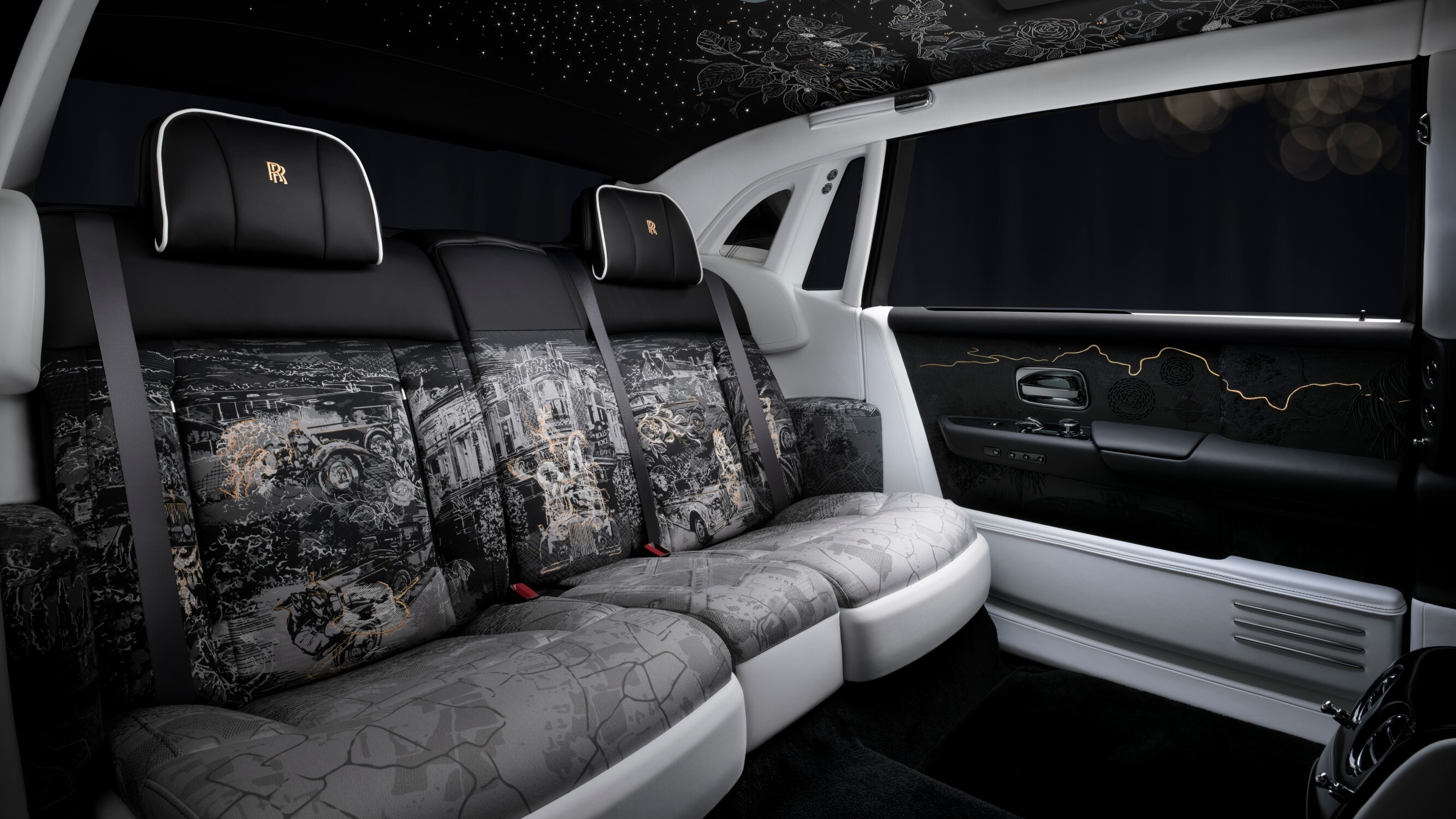 Stepping inside the Rolls-Royce Phantom Centenary reveals a cabin decorated with intricate woodwork and embroidery, chronicling its heritage Stepping inside the Rolls-Royce Phantom Centenary reveals a cabin decorated with intricate woodwork and embroidery, chronicling its heritage