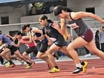 Athletes in action at the 69th Inter-District School Tournament at Guru Nanak Stadium in Ludhiana on Saturday. (Manish/HT) Athletes in action at the 69th Inter-District School Tournament at Guru Nanak Stadium in Ludhiana on Saturday. (Manish/HT)