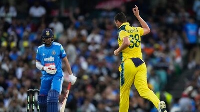 Josh Hazlewood picked the only wicket of the game for Australia as he dismissed Shubman Gill. The right-hander only managed to edge the delivery to Alex Carey.&nbsp; (AP)