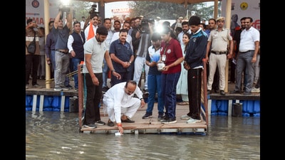 Delhi education minister Ashish Sood during the event, on Saturday (ANI) Delhi education minister Ashish Sood during the event, on Saturday (ANI)