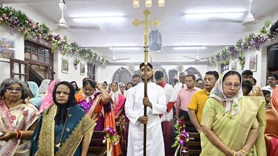 Mumbai, India - Oct. 25, 2025: Church of the Holy Redeemer (CNI), Dadar, Mumbai celebrates its Centenary Anniversary — marking 100 glorious years of faith and fellowship from 25th October 1925 to 25th October 2025, in Mumbai, India, on Saturday, October 25, 2025. (Photo by Anshuman Poyrekar/Hindustan Times) (Anshuman Poyrekar/HT Photo) Mumbai, India - Oct. 25, 2025: Church of the Holy Redeemer (CNI), Dadar, Mumbai celebrates its Centenary Anniversary — marking 100 glorious years of faith and fellowship from 25th October 1925 to 25th October 2025, in Mumbai, India, on Saturday, October 25, 2025. (Photo by Anshuman Poyrekar/Hindustan Times) (Anshuman Poyrekar/HT Photo)