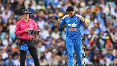 For the first time in three games, Kuldeep Yadav got a game in Sydney and he also returned with one wicket. He along with Axar Patel tied things up for India in the middle overs phase.&nbsp; (PTI)
