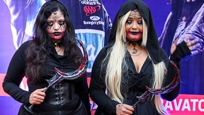 Gram it: Looking for Halloween vibes in the Capital? Here's a glimpse of how an event is dishing out quirkiness to the spook-lovers in Delhi. These include youngsters who are excitedly cosplaying at NSIC Exhibition Grounds in Okhla. Read on for more details (Source: PTI)