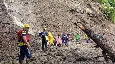 SDRF personnel conduct a search and rescue operation at a cloudburst-hit village, in Rudraprayag district, Uttarakhand, on August 29. (File Photo / PTI)