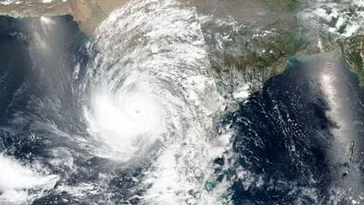 The Well marked low-Pressure area over southeast Bay of Bengal moved nearly westwards, concentrated into a Depression and lay centred… about 420 km west-southwest of Port Blair . (Representational image) The Well marked low-Pressure area over southeast Bay of Bengal moved nearly westwards, concentrated into a Depression and lay centred… about 420 km west-southwest of Port Blair . (Representational image)