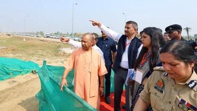 Yogi Adityanath undertakes a site review on Saturday. (CM Office, GoUP X) Yogi Adityanath undertakes a site review on Saturday. (CM Office, GoUP X)