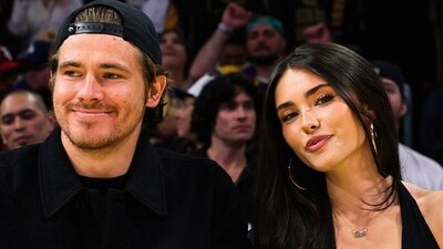 Justin Herbert and Madison Beer have made rare public appearance courtside at the LA Lakers game. (X/@Lakers) Justin Herbert and Madison Beer have made rare public appearance courtside at the LA Lakers game. (X/@Lakers)