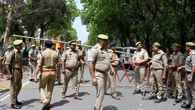 File photo of a view of tight police security in Greater Noida (HT File) File photo of a view of tight police security in Greater Noida (HT File)