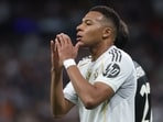 Real Madrid's French forward #10 Kylian Mbappe reacts to missing a goal opportunity during the UEFA Champions League league phase day 3 football match between Real Madrid CF and Juventus at Santiago Bernabeu Stadium in Madrid on October 22, 2025. (Photo by Pierre-Philippe MARCOU / AFP) Real Madrid's French forward #10 Kylian Mbappe reacts to missing a goal opportunity during the UEFA Champions League league phase day 3 football match between Real Madrid CF and Juventus at Santiago Bernabeu Stadium in Madrid on October 22, 2025. (Photo by Pierre-Philippe MARCOU / AFP)