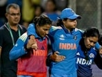 India's Pratika Rawal reacts in pain as she walks off the field after getting injured during the ICC Women's Cricket World Cup 2025 ODI between India and Bangladesh at the DY Patil Stadium in Navi Mumbai. (AFP)