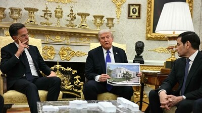 President Trump refuted claims he would name a new $300 million ballroom after himself, referring to them as fake news. (AFP) President Trump refuted claims he would name a new $300 million ballroom after himself, referring to them as fake news. (AFP)