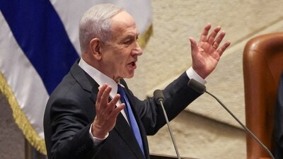 Israeli Prime Minister Benjamin Netanyahu speaks during the opening of the winter session of the Knesset, Israel’s parliament, in Jerusalem, October 20, 2025. (REUTERS)