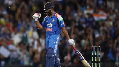 India's Rohit Sharma scored 121* off 125 in the third ODI against Australia at the Sydney Cricket Ground on Saturday. (REUTERS) India's Rohit Sharma scored 121* off 125 in the third ODI against Australia at the Sydney Cricket Ground on Saturday. (REUTERS)