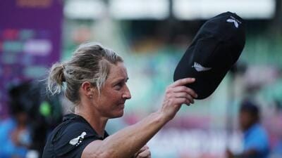 New Zealand's Sophie Devine reacts after playing her last one day international match (REUTERS)