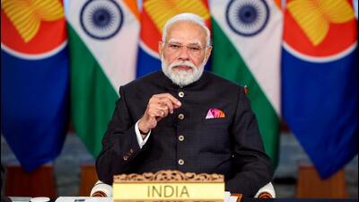 Prime Minister Narendra Modi virtually attends the 22nd ASEAN-India Summit 2025, on Sunday. (DPR PMO)