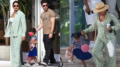 Nick Jonas, Priyanka Chopra and Malti stepped out before Jonas Brothers' show.
