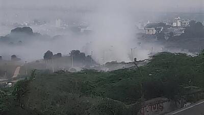 Residents report daily waste fires at Sohna dumping yard; civic officials deny issue even as AQI stays in ‘poor’ range for four days. (HT Photo)
