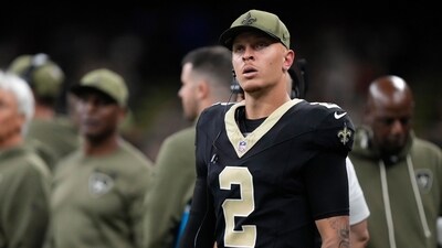 New Orleans Saints quarterback Spencer Rattler (2) looks on from the sideline after being taken out. (AP) New Orleans Saints quarterback Spencer Rattler (2) looks on from the sideline after being taken out. (AP)