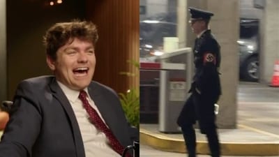 Kenneth Leland Morgan dressed up as a Nazi and his actions were slammed by Nick Fuentes. (X/@Kaizerrev, @SeeRacists) Kenneth Leland Morgan dressed up as a Nazi and his actions were slammed by Nick Fuentes. (X/@Kaizerrev, @SeeRacists)
