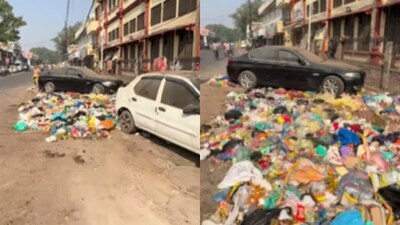 A Serbian man’s viral video showed a BMW parked amid garbage in India. (Instagram/4cleanindia) A Serbian man’s viral video showed a BMW parked amid garbage in India. (Instagram/4cleanindia)