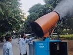 An anti-smog gun in use at Vipul Greens. (HT)