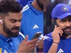 Rohit Sharma on a voice call and Virat Kohli on a video call using older iPhone Pro Max models after ODI match against Australia.