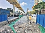 The 700-metre stretch from the octroi post to the police chowky in Gaimukh is uneven and riddled with potholes, causing traffic jams. Repair work is set to begin on November 10. (Praful Gangurde / HT Photo) The 700-metre stretch from the octroi post to the police chowky in Gaimukh is uneven and riddled with potholes, causing traffic jams. Repair work is set to begin on November 10. (Praful Gangurde / HT Photo)