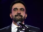 New York City mayoral candidate Zohran Mamdani speaks during a campaign rally at Forest Hills Stadium in the Queens borough of New York City.